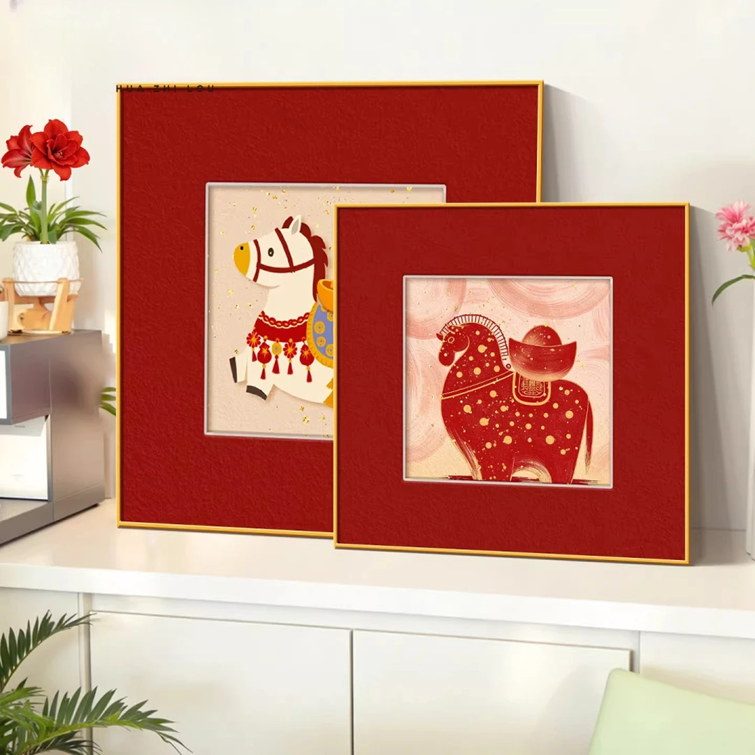 新年挂画桌面摆台装饰画2026新款马到成功斗柜挂画高级感组合摆画