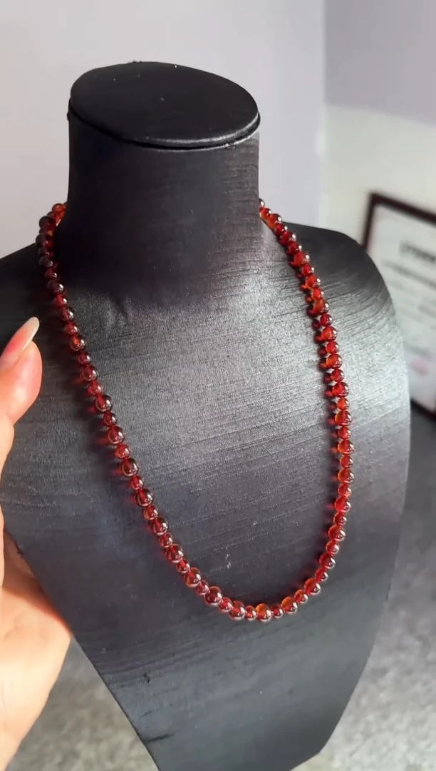 琥珀颈饰未镶嵌#54缅甸琥珀血珀妈妈链4-6mm