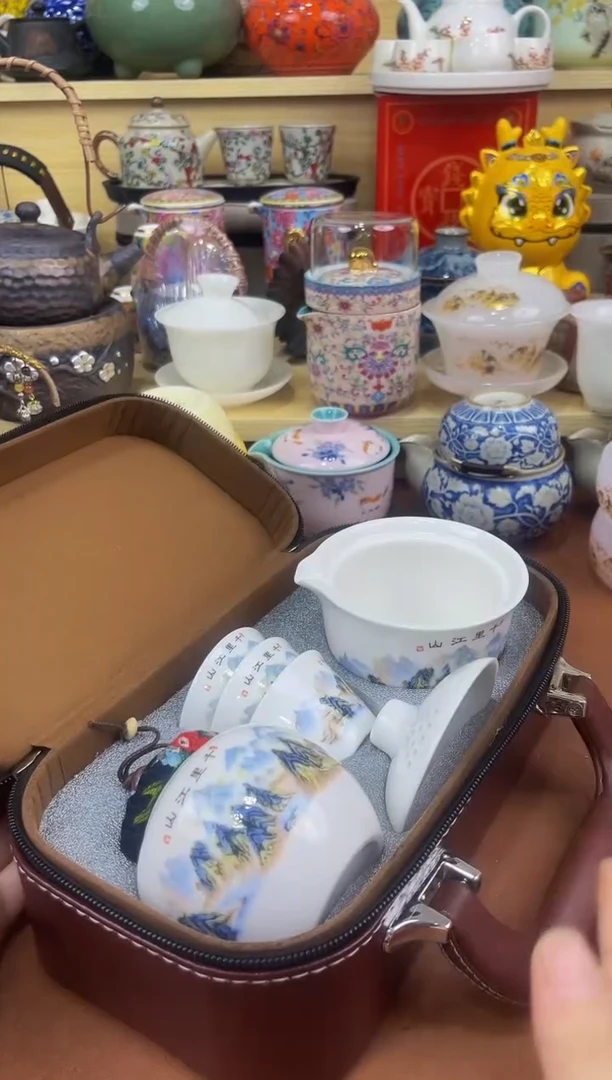 陶瓷茶具摆件旅行套组