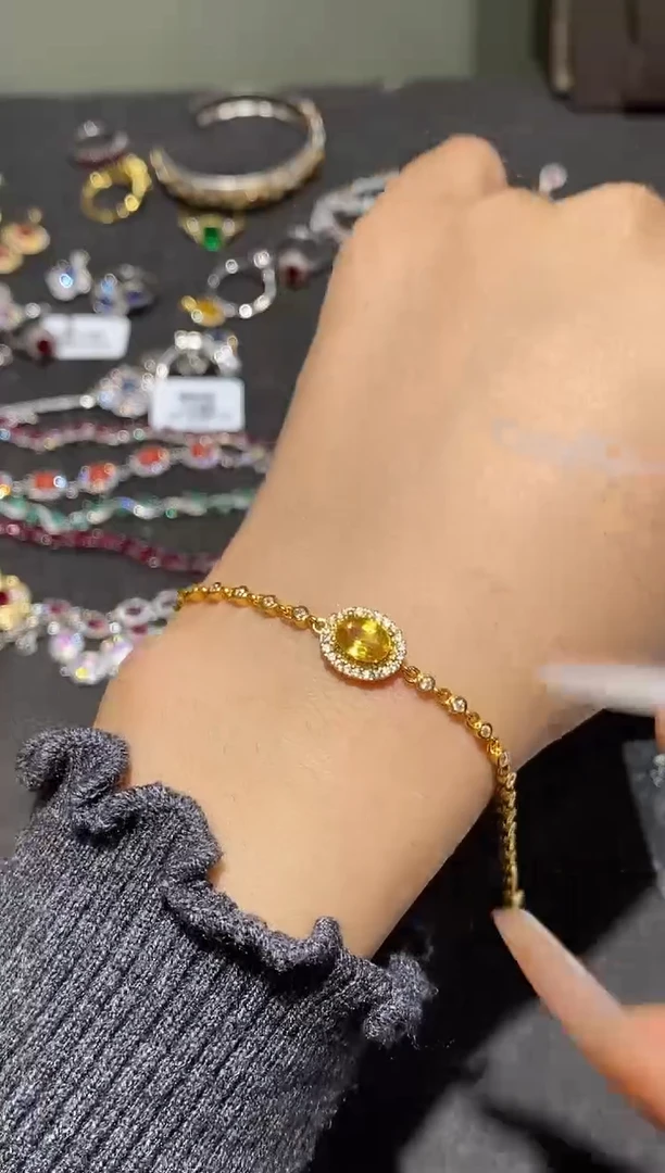 手链蓝宝石银S925镶嵌手链