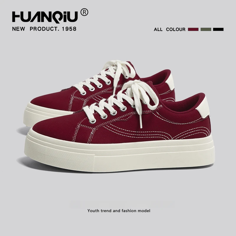 环球白色薄款帆布鞋男2025新款高帮黑色鞋子男款低帮高街学生板鞋