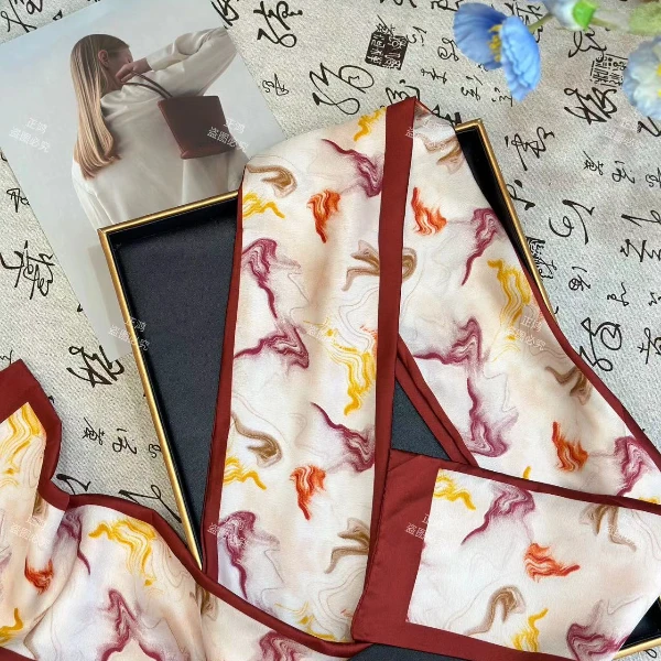 【三色祥云】飘带长巾经典时尚气质搭配优雅职业飘带夏季双面