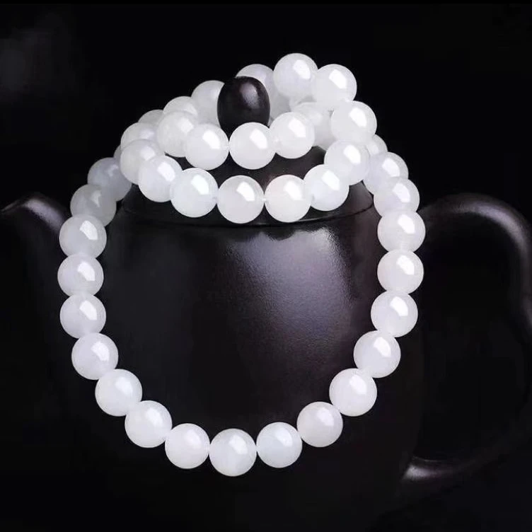 天然新疆金丝玉白月光项链女神链10mm精美时尚多样性发其一