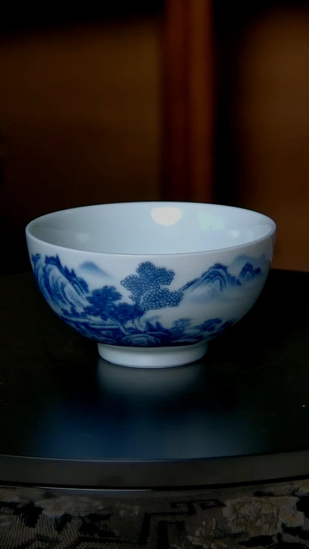 景德镇手工青花富春山居图山水杯