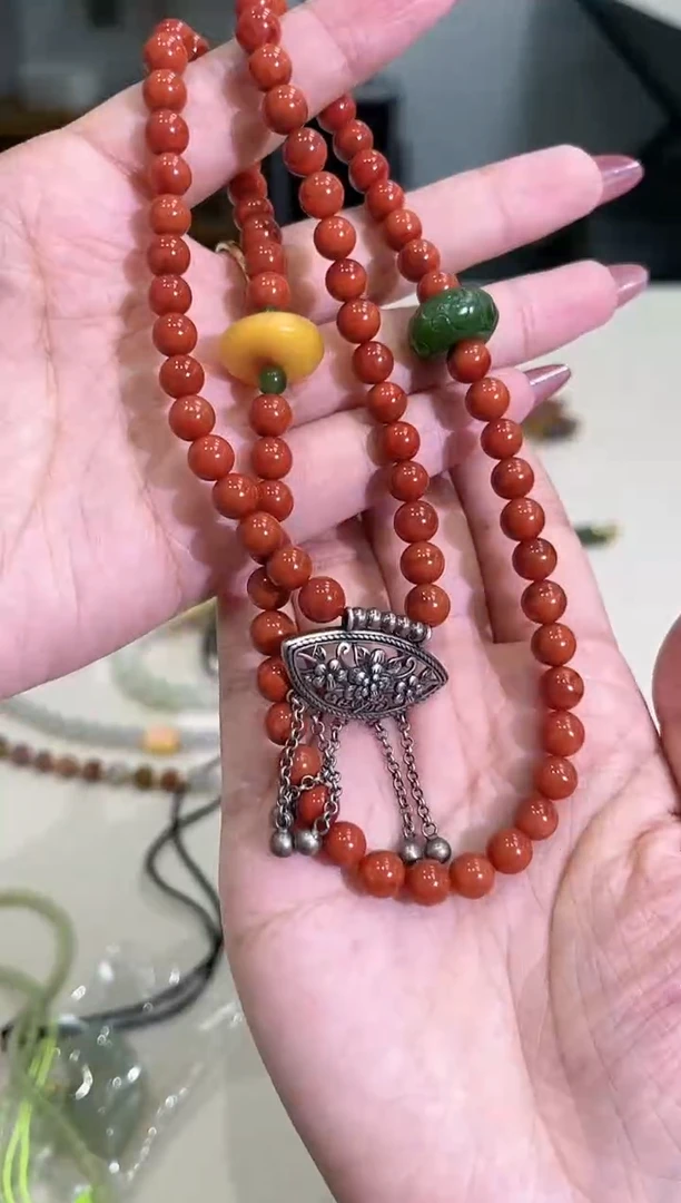 南红玛瑙未镶嵌颈饰JZ016南红珠串精品吊坠