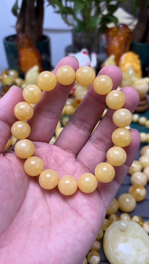 手串蜜蜡未镶嵌p41俄料蜜蜡微瑕手串 19.71克 12+mm