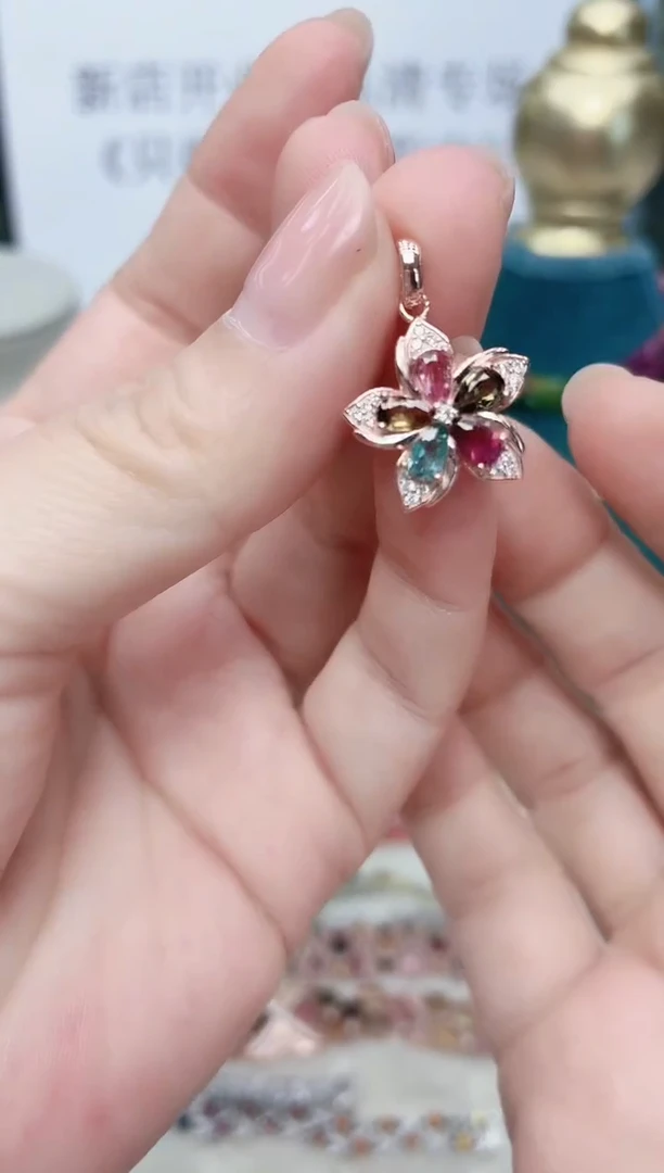 银S925镶嵌吊坠碧玺581ZB1202产品一个（多样性）