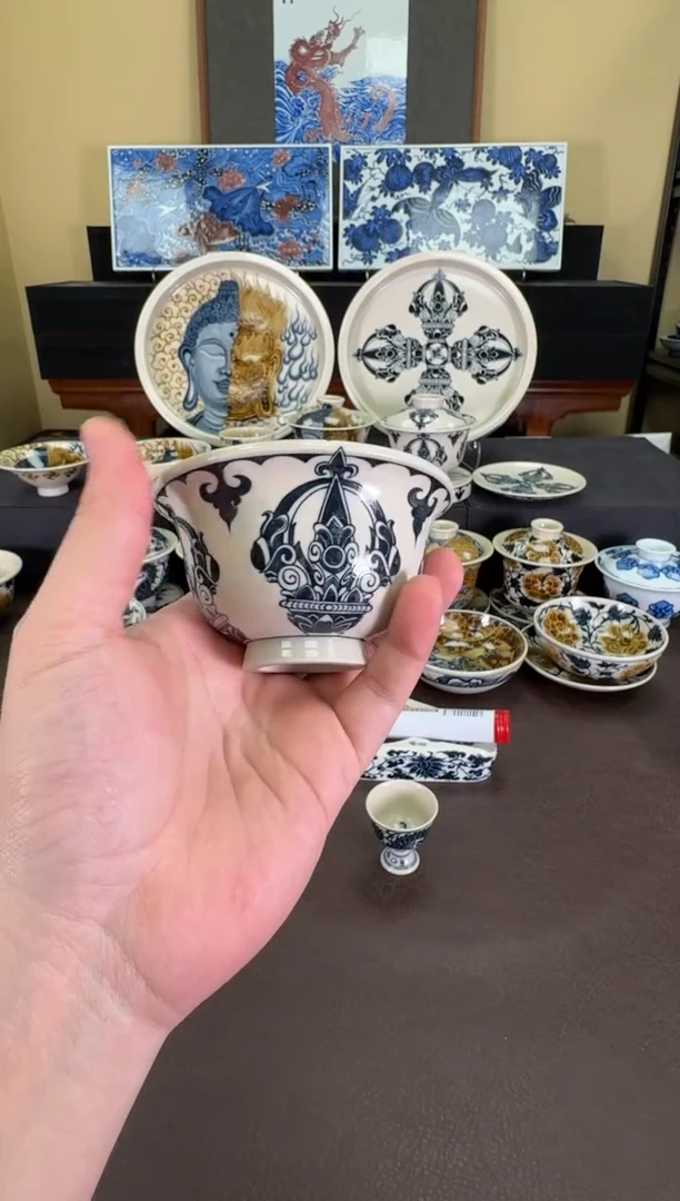 【闪购商品】二号釉金刚杵纹压手杯