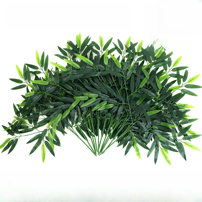 仿真竹叶假树枝竹枝塑料竹子叶子装饰假树叶田园塑料植物园艺装饰
