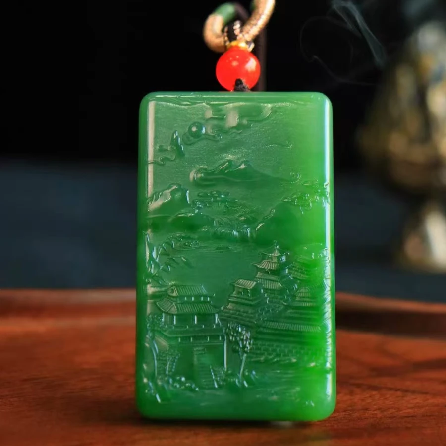 【质检正品保真】碧玉山水吊坠