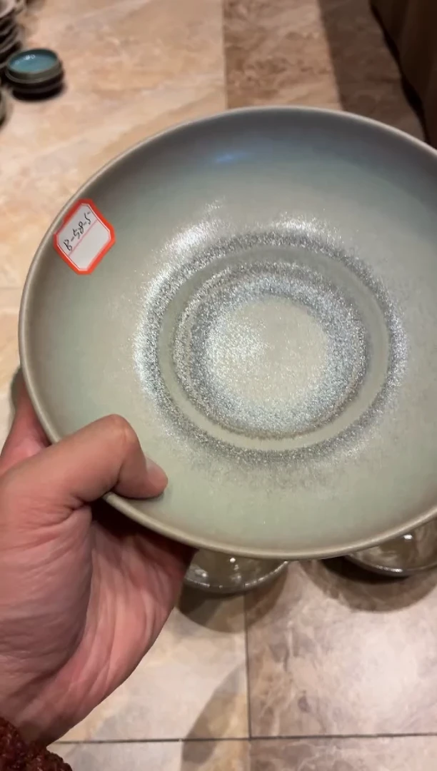 瓷片听246，窑变蓝锅盘菜盘