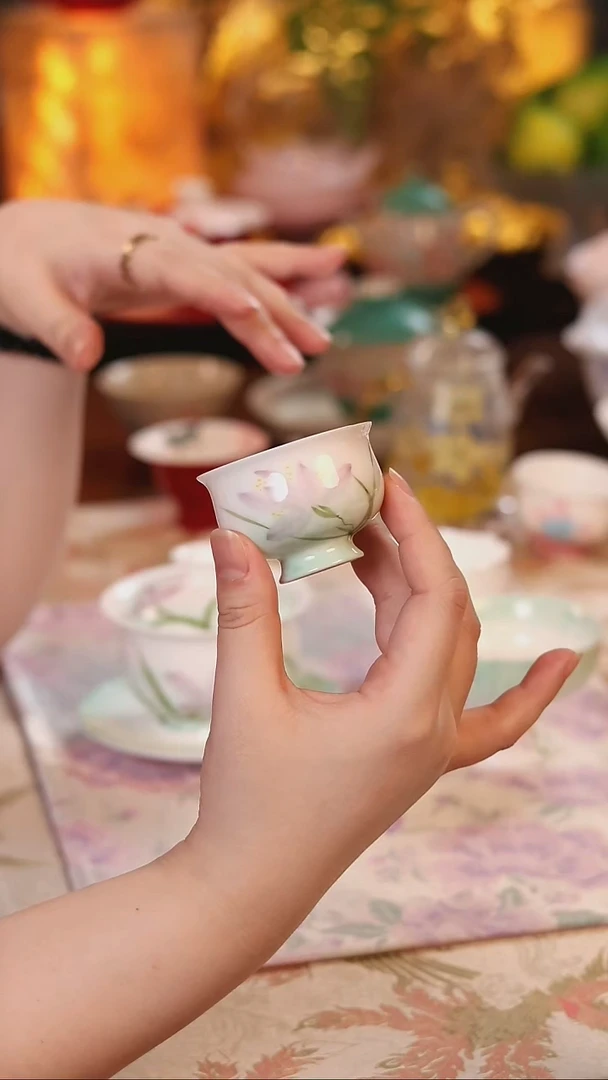 粉黛梦兰元宝茶杯 哈哈