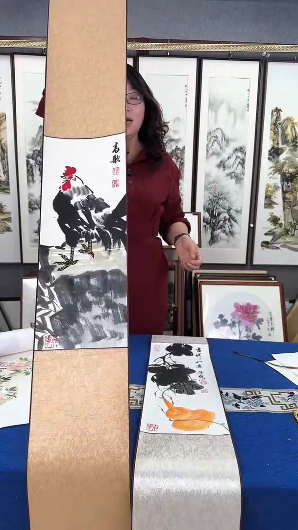 国画大吉图 卷轴 20*150
