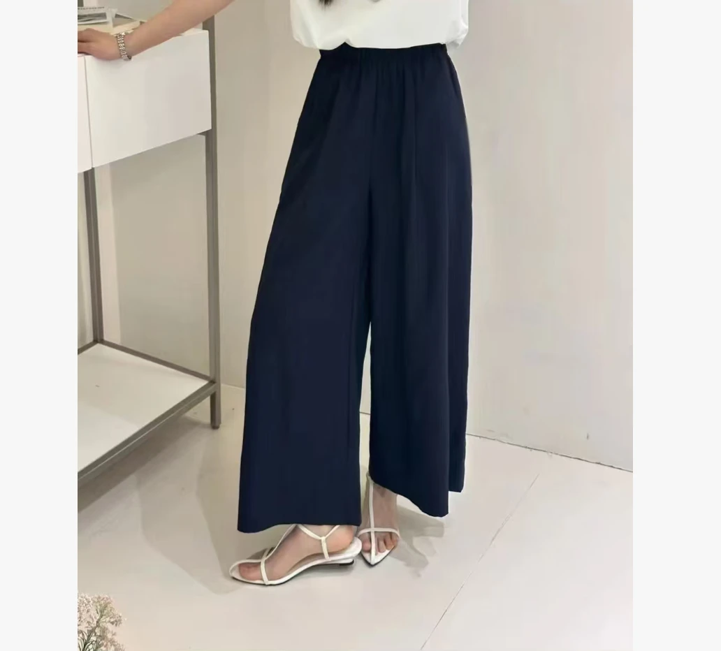 2025夏季新款韩版松紧高腰休闲百搭气质减龄宽松阔腿裤女9091【11】