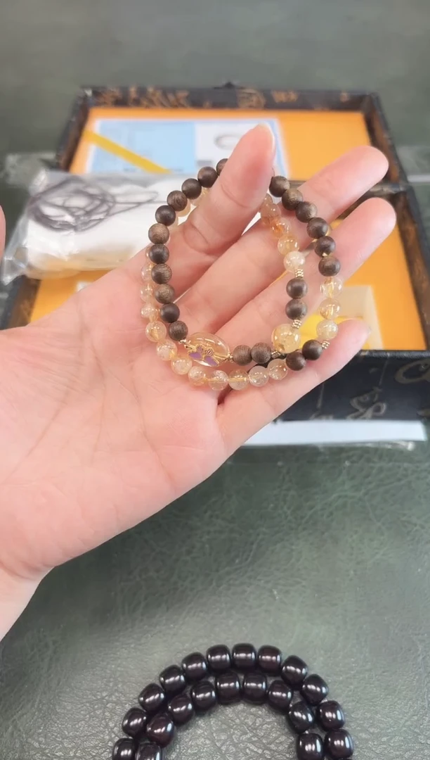加里曼丹文玩精美双圈手串+礼盒+证书MK024
