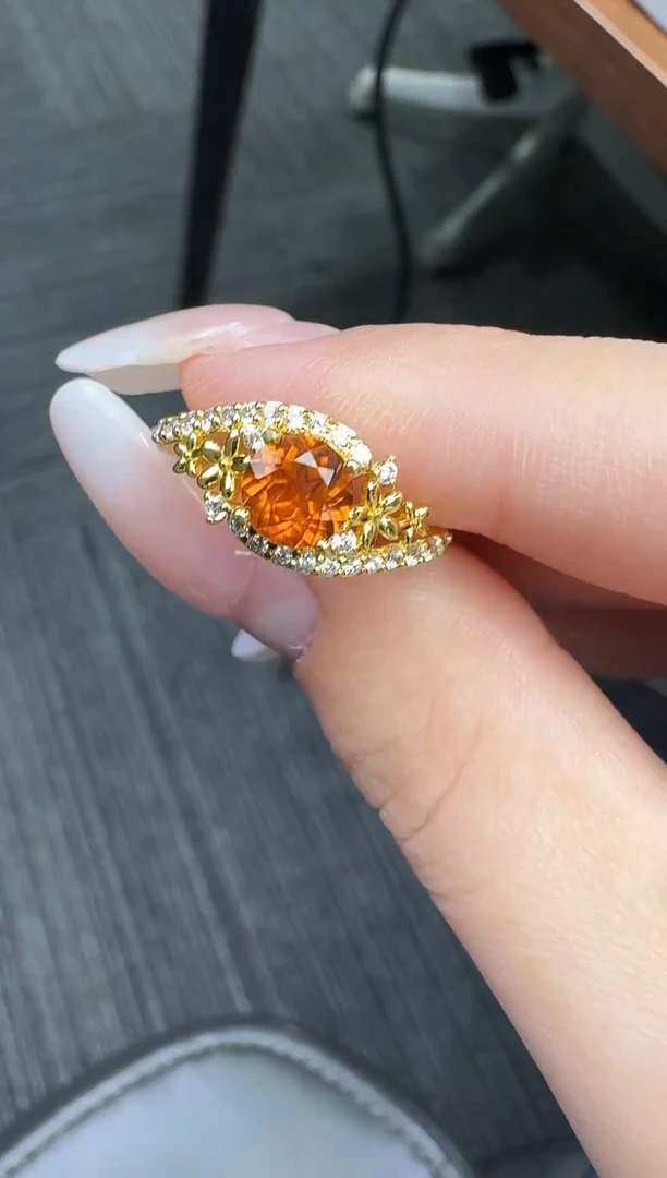 银S925镶嵌戒指石榴石（芬达石）【七天鉴赏期】