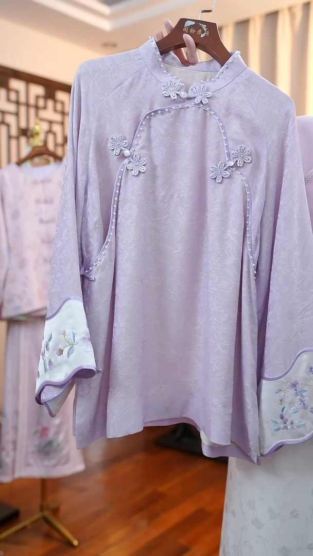 刺绣紫色上衣  桑蚕丝非遗苏绣服饰