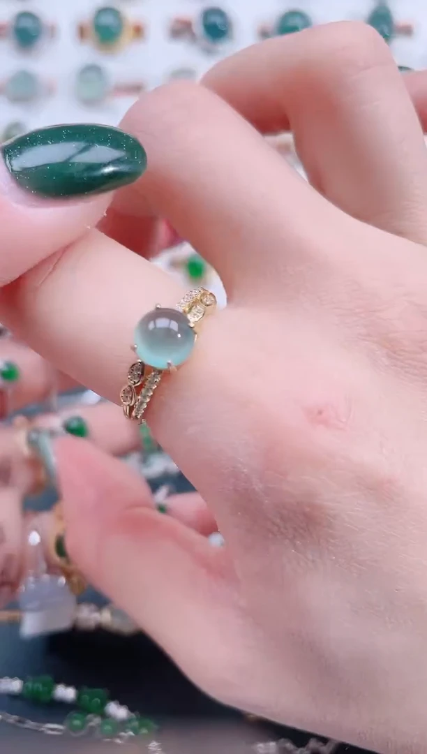 银S925镶嵌戒指翡翠天然翡翠