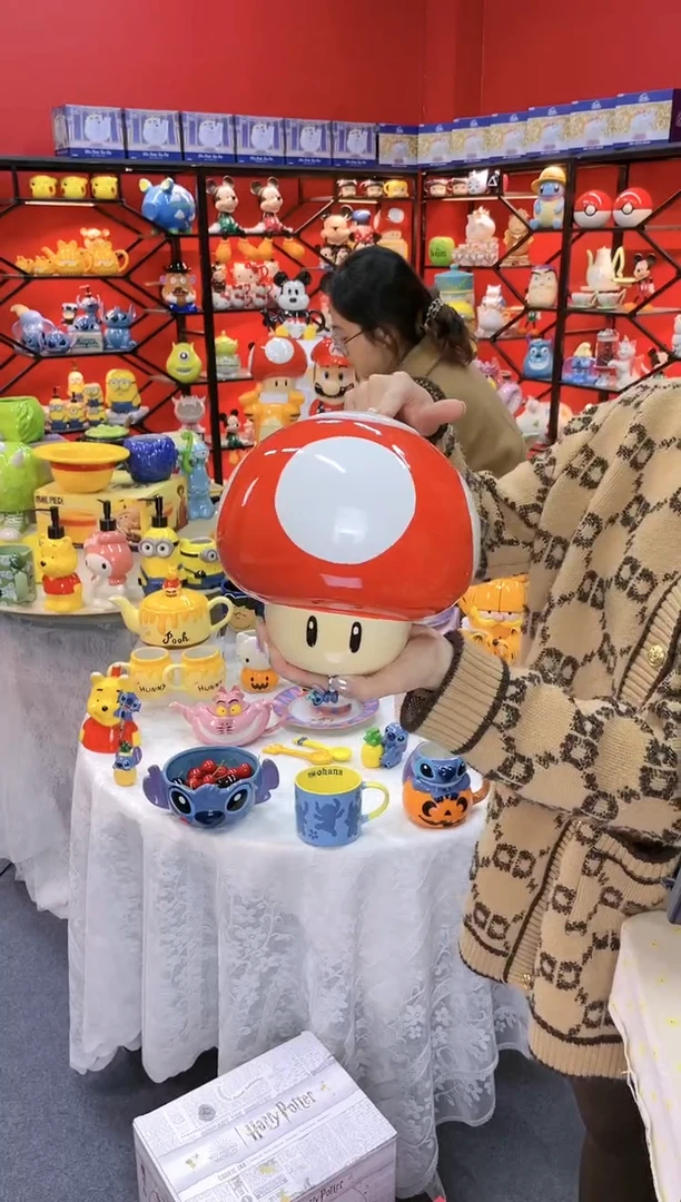 【闪购商品】.@@陶瓷蘑菇头饼干罐