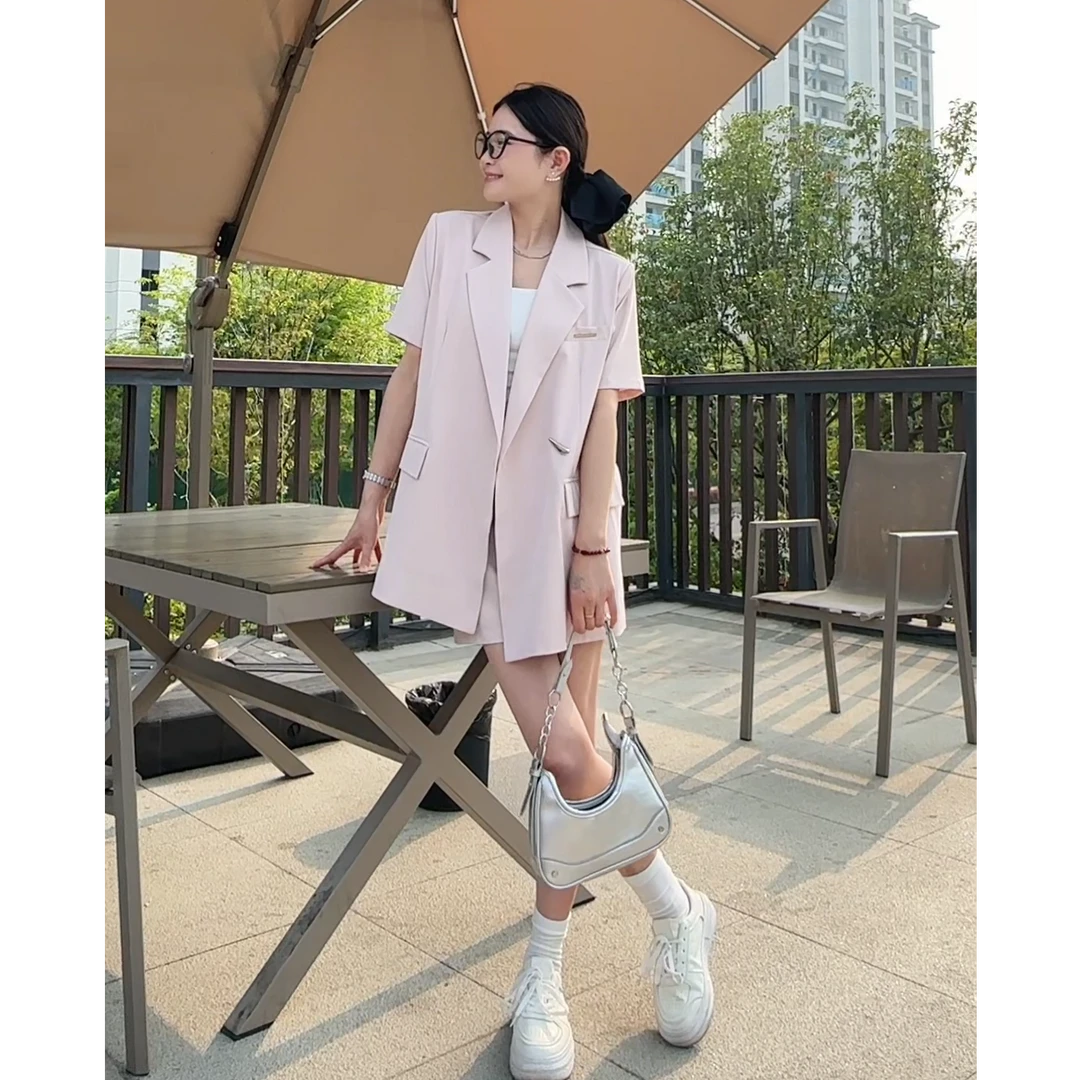 2025年夏季新款短袖轻薄套装设计师款洋气气质韩版宽松时尚时尚