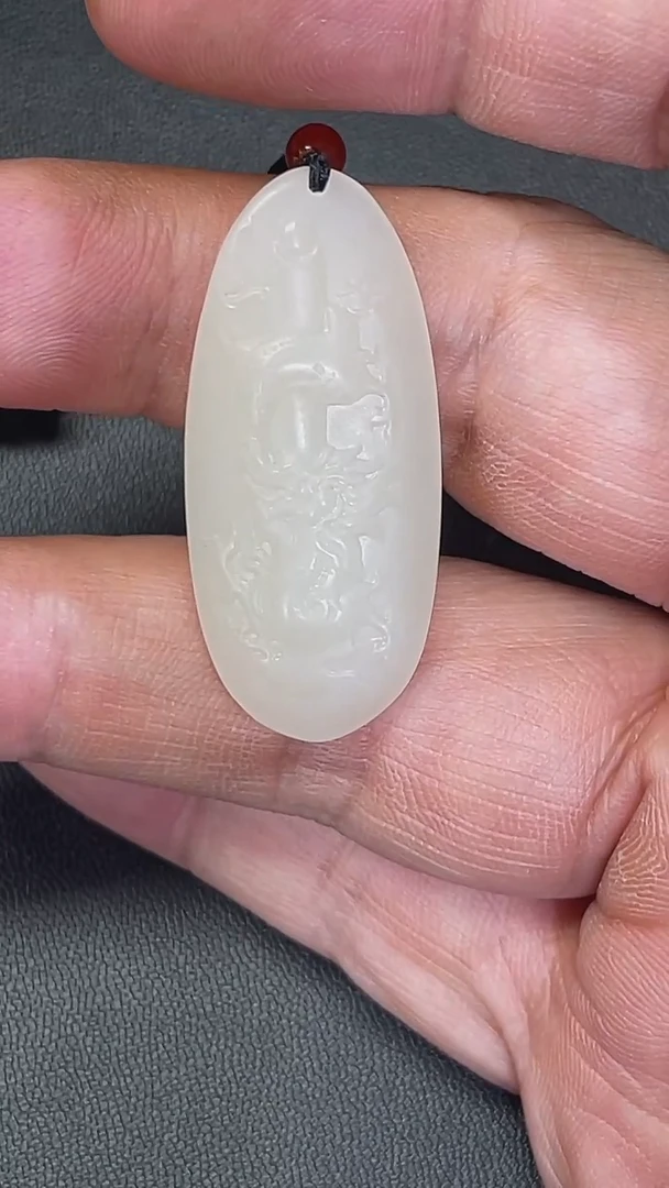 和田玉未镶嵌颈饰707082#白玉盘龙柱吊坠