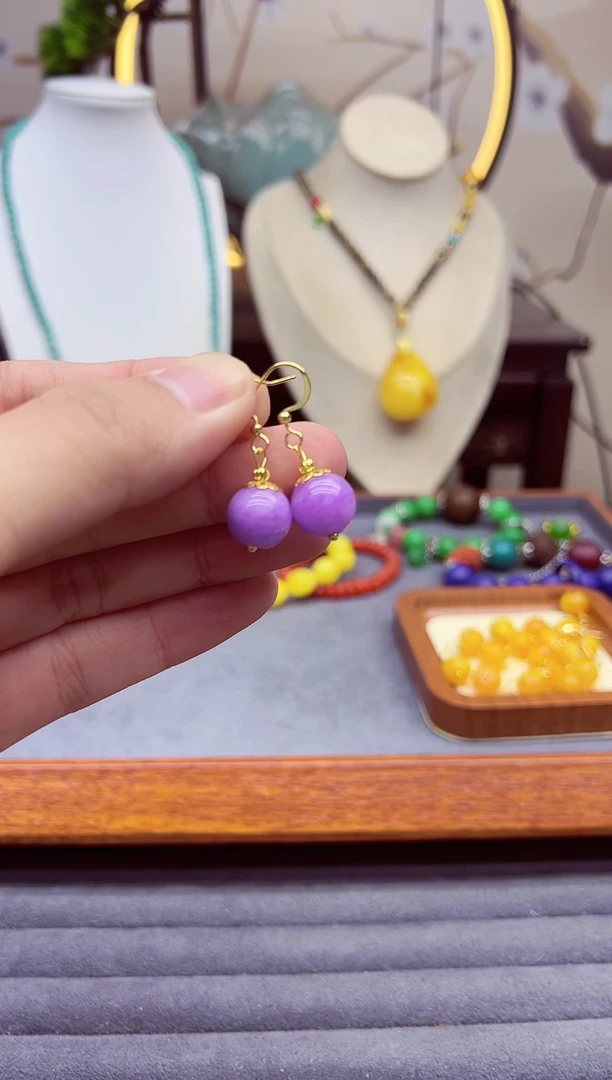 【闪购商品】翡翠耳饰14K金镶嵌e330``````