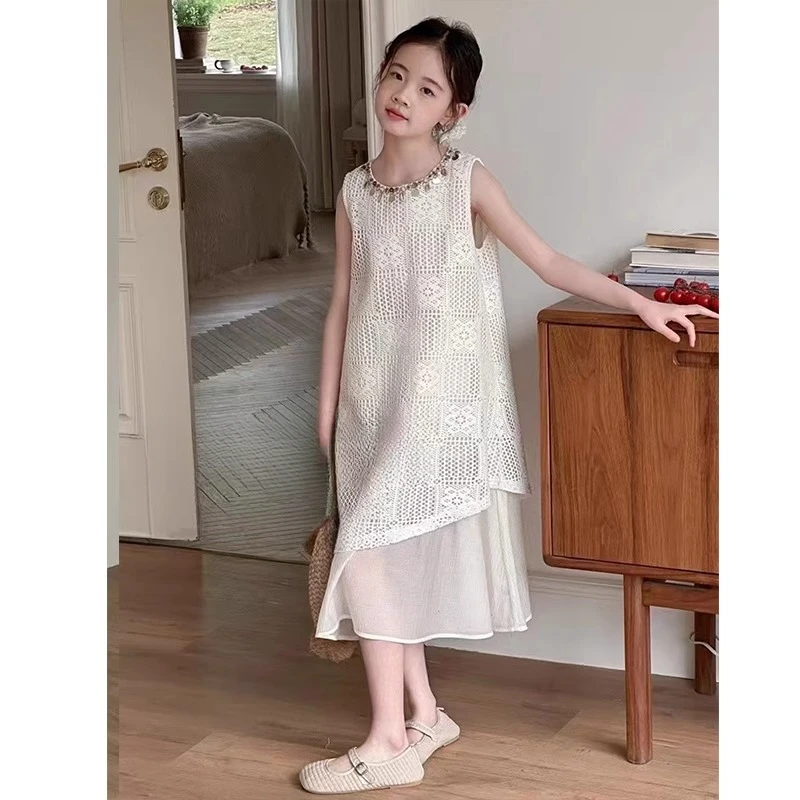 女童连衣裙夏装2025新款洋气儿童波西米亚裙子女孩无袖背心公主裙