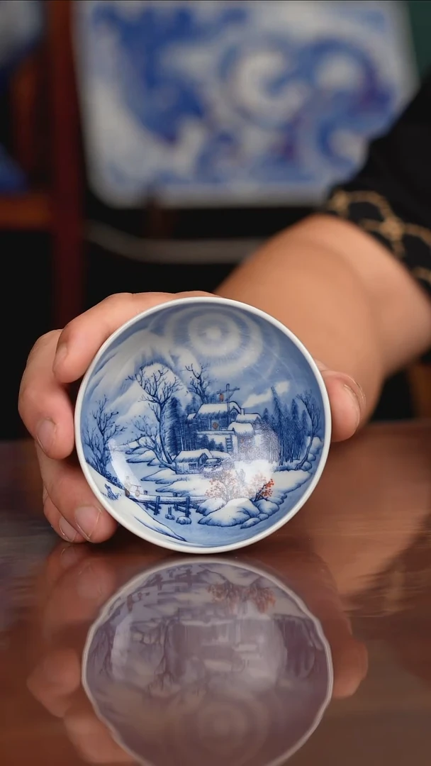 景琳藏青花北派山水