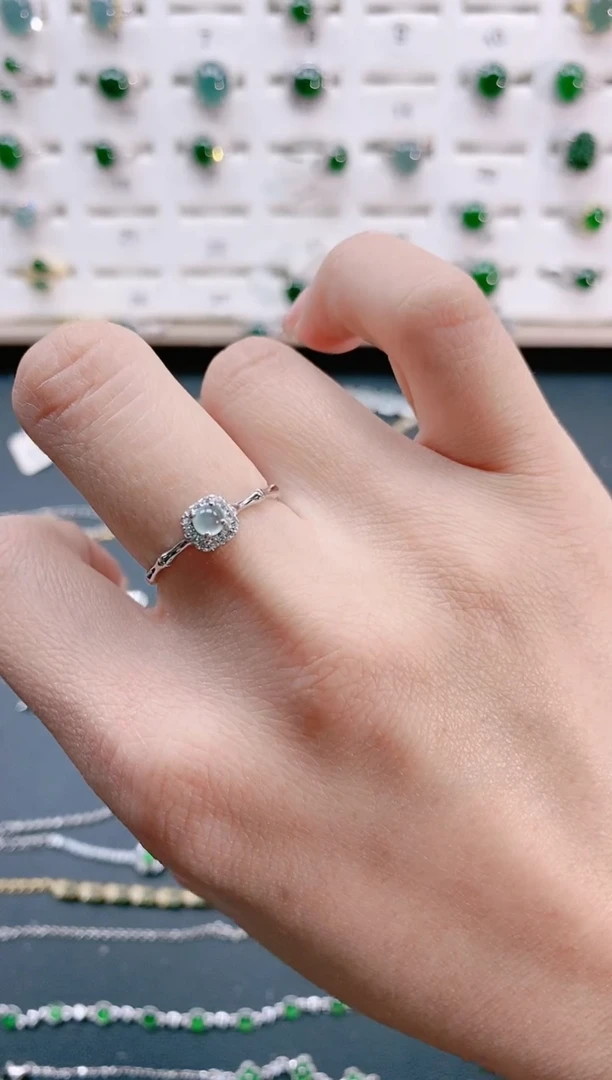 【闪购商品】翡翠戒指银S925镶嵌天然翡翠