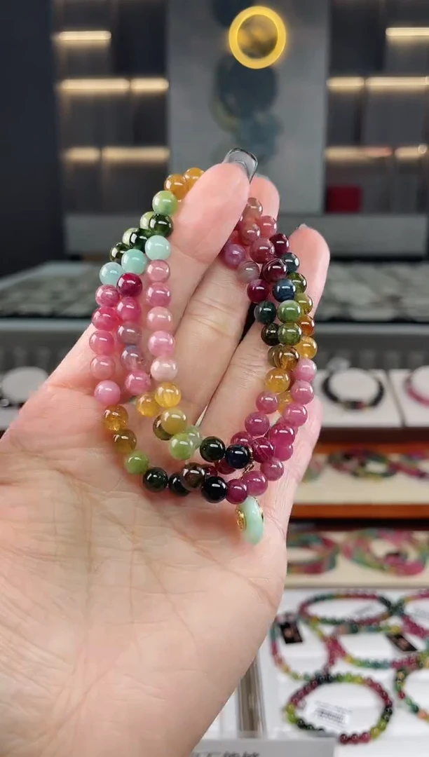 未镶嵌三圈手串6mm+碧玺（多样性发一条）T