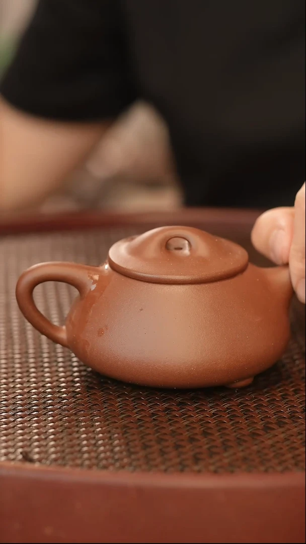 茶壶紫砂石瓢 紫泥 175cc 三足黑