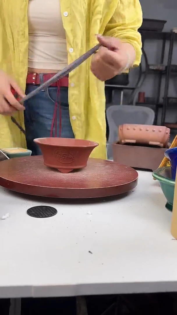 紫砂花盆浅草紫砂花盆微瑕