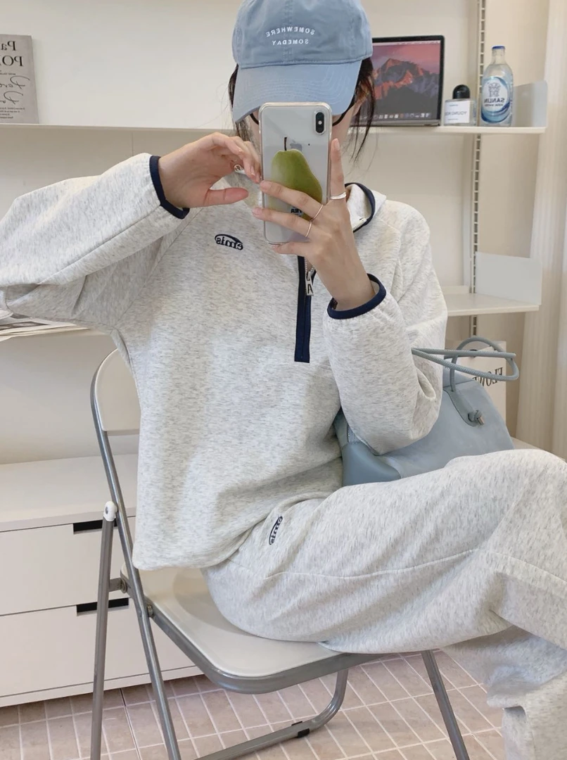 XBA2167 韩系韩代东大门2025Emis包条半拉链套装韩版休闲时尚