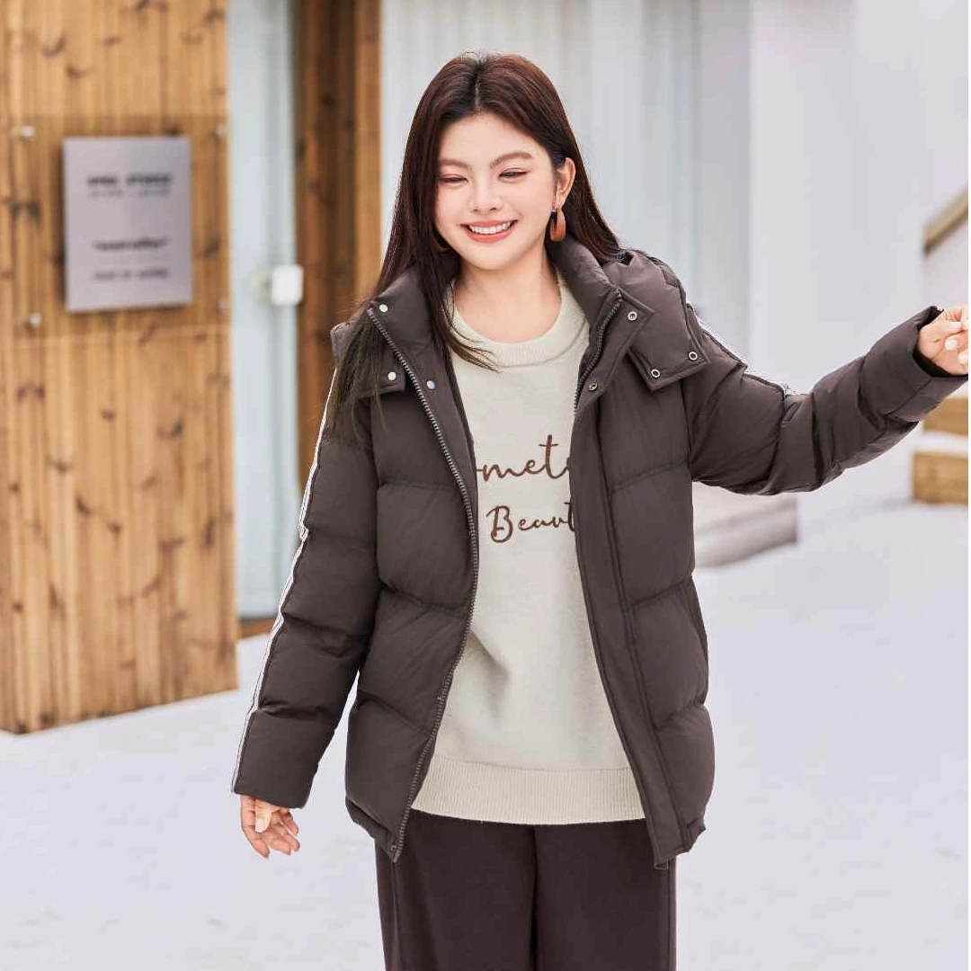 【现货-90%白鸭绒】MsShe大码女装2025冬连帽羽绒服外套S~M2510068