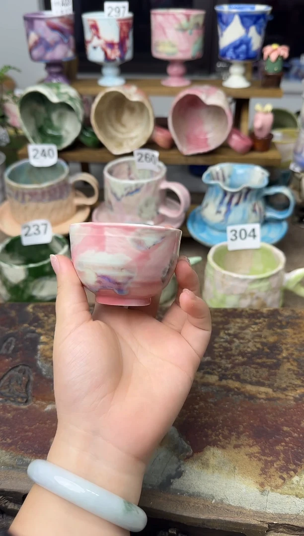 杯子景德镇高温颜色釉陶瓷杯杯【带铁黑的正常现象介意勿拍】