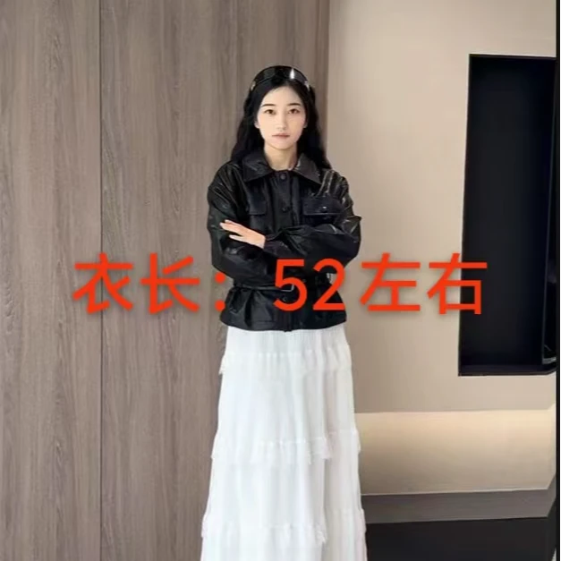 6639腰带款皮衣外套