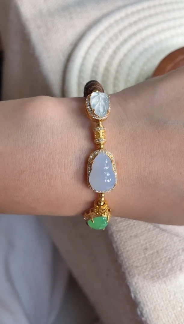 吊坠(不含链)银S925镶嵌翡翠手串