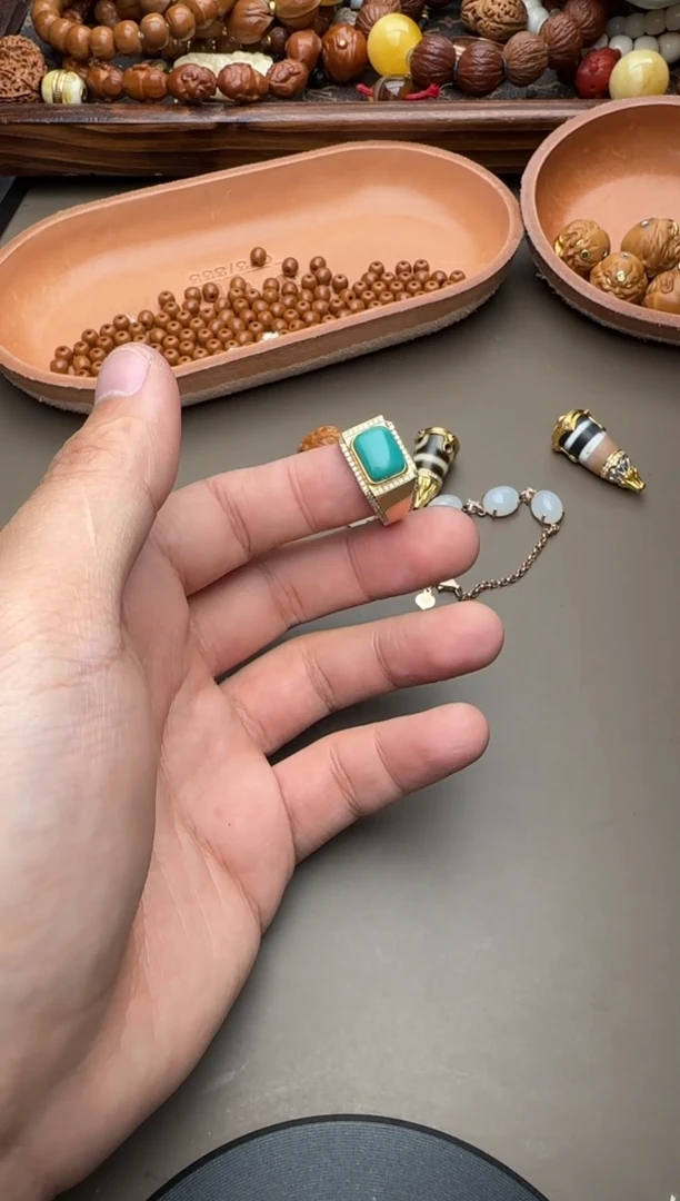 【闪购商品】绿松石戒指足金镶嵌松石戒指83243548