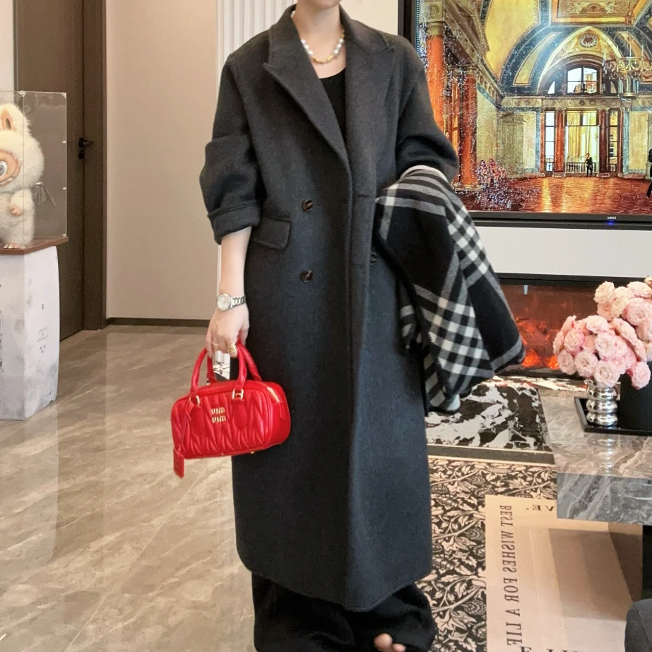 【苏黎世】【韩单正肩袖无垫肩】【巨显瘦】加厚高奢面料超长绵羊毛大衣