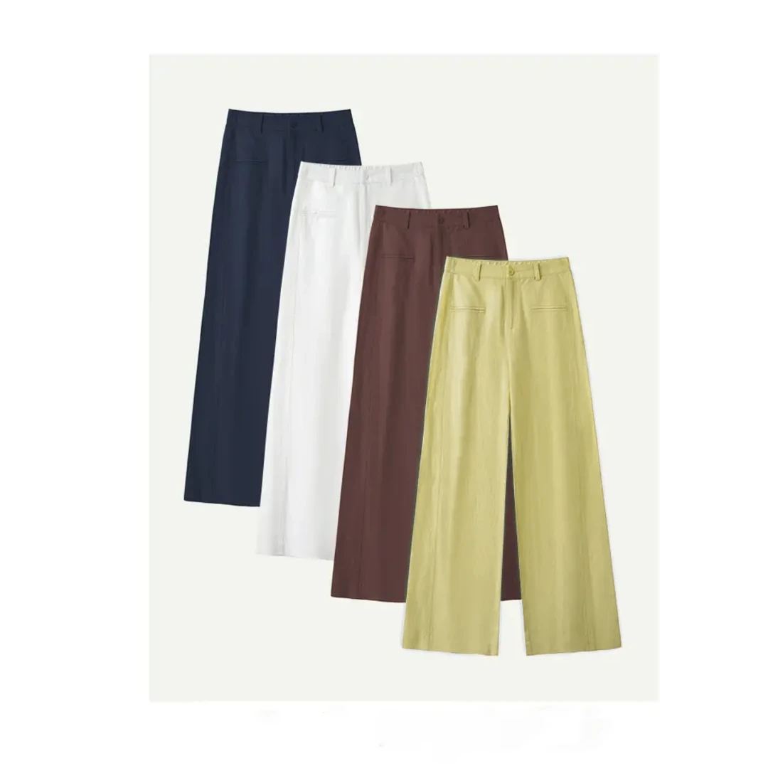 【品牌原单】25年夏季新品醋酸天丝直筒裤高腰窄版显瘦2519