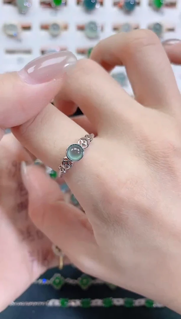 银S925镶嵌戒指翡翠天然翡翠