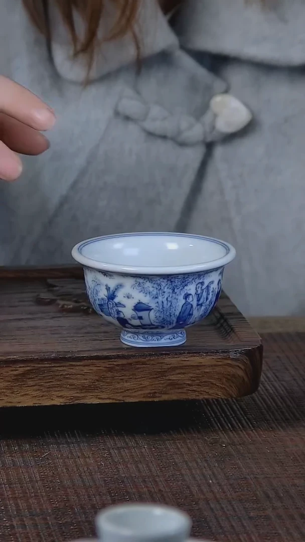 【闪购商品】折葵非器手工手绘竹林七贤小压手杯