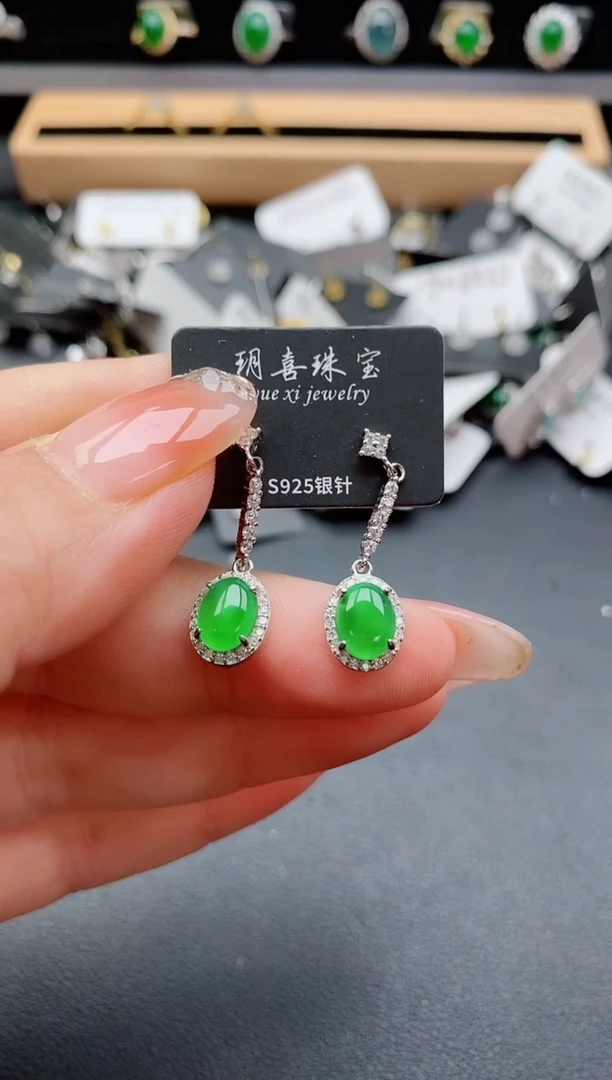银S925镶嵌戒指翡翠1