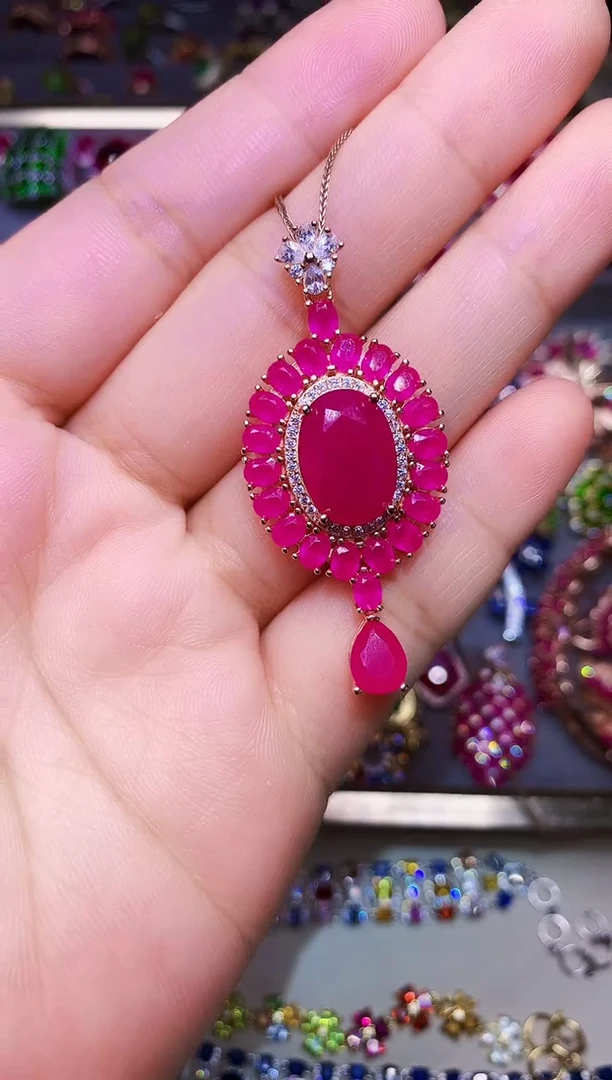 颈饰银S925镶嵌红宝石.....