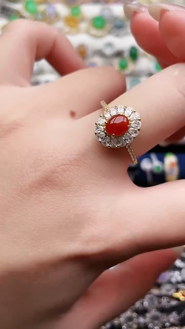 银S925镶嵌戒指翡翠70