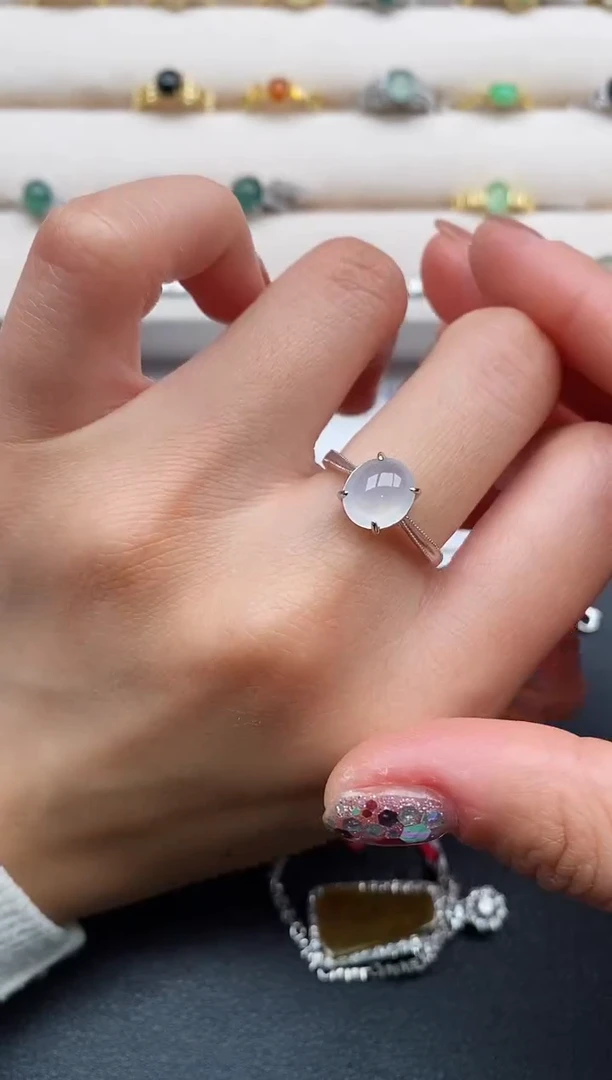 银S925镶嵌戒指翡翠4444444+1