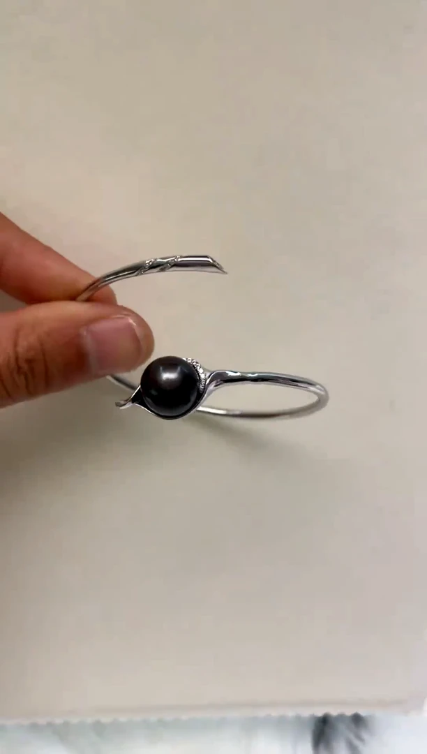 银S925镶嵌手镯海水珍珠10-11