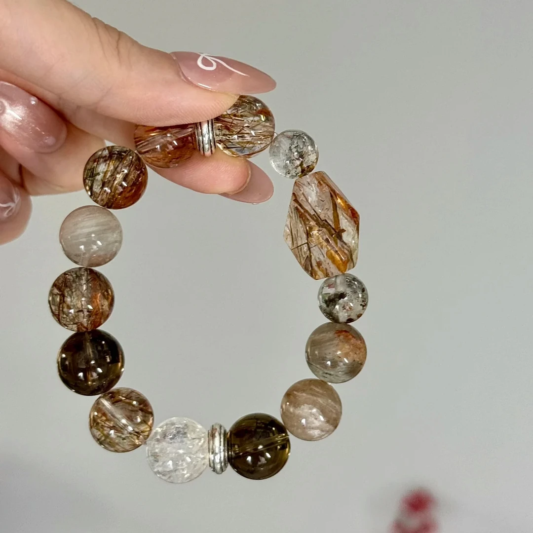 天然水晶暴富黑金超七手链女绿幽灵手串转运饰品礼物送闺蜜