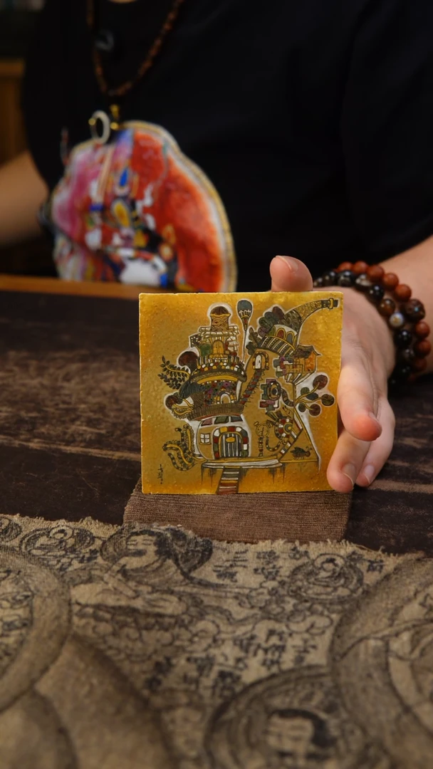 大奘   釉上童话城堡茶盘  9*9