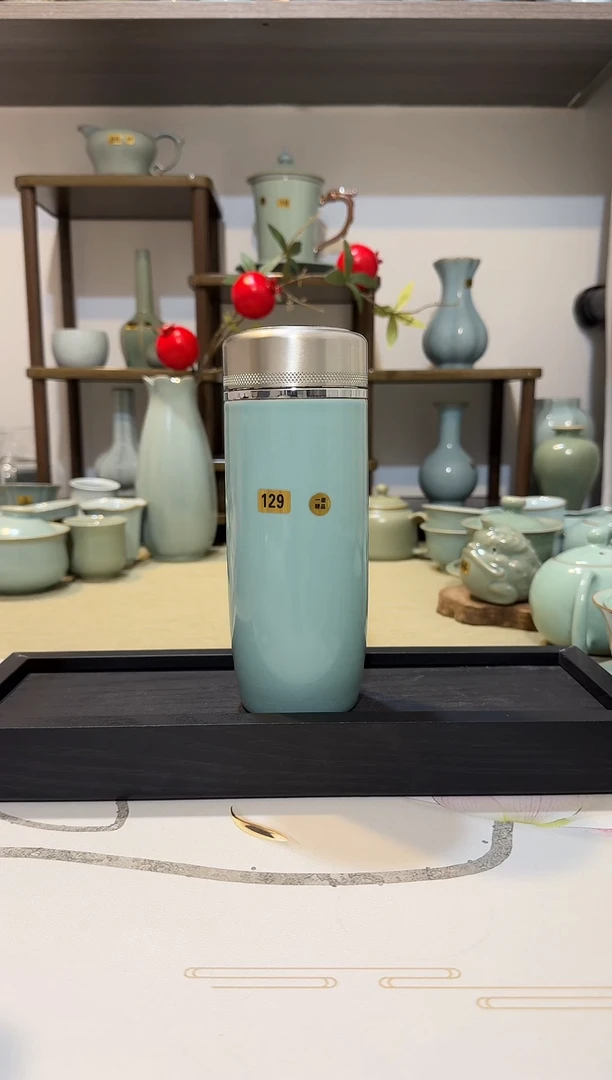 杯子中秋福利129保温杯温控可显 仿古釉一级精品 高端礼盒*